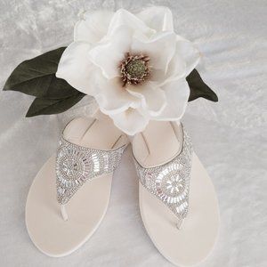 New White Mixit Womens sandal wedge size 10